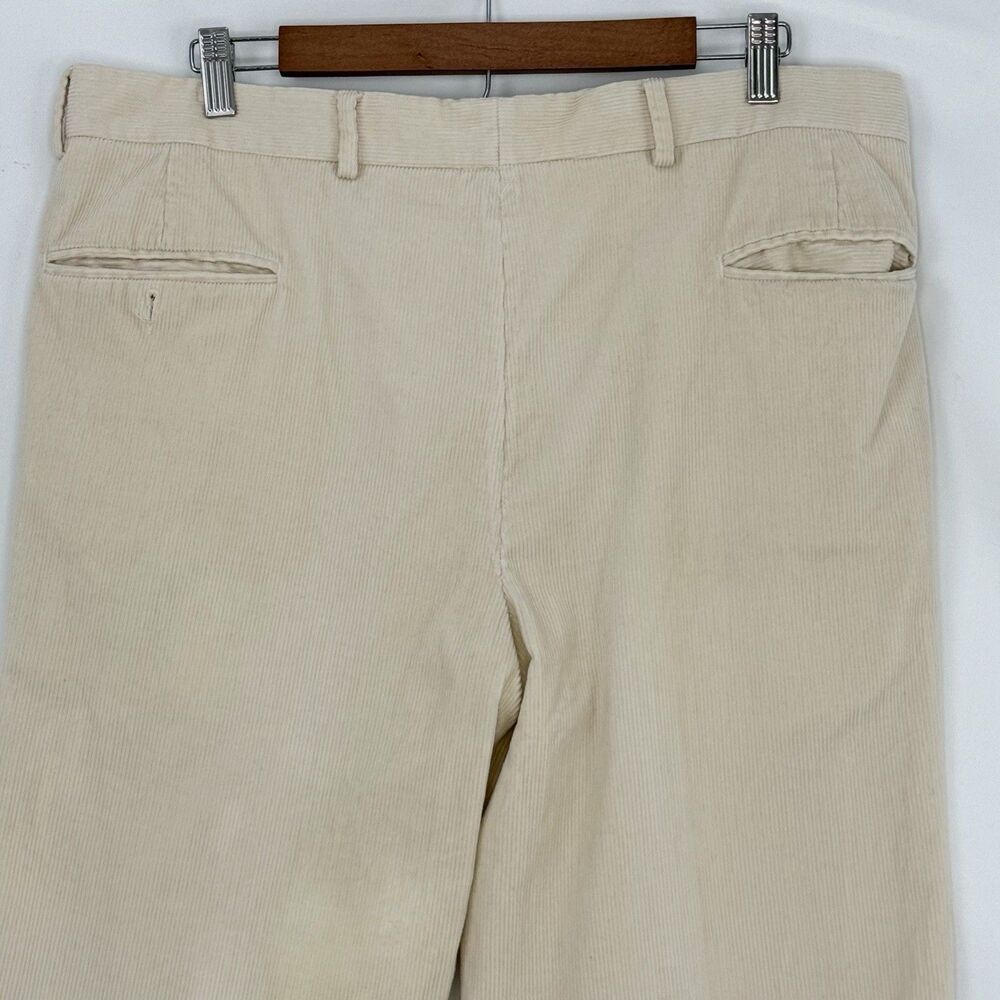 VTG Jos. A. Bank Mens Pants Beige Corduroy Straight Cuffed Pleat Chinos Size 35 - Picture 5 of 15